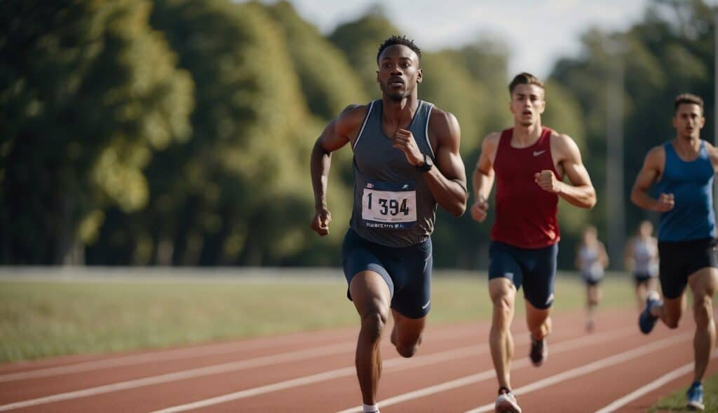 A runner sprints along a track, alternating between intense bursts of speed and recovery periods, following the principles of interval training